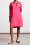 Tribal Three Quarter Sleeve Dress With Pockets In Raspberry In Multi