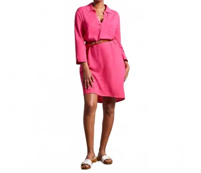 Tribal Three-quarter Sleeve Mini Dress With Pockets In Raspberry In Pink