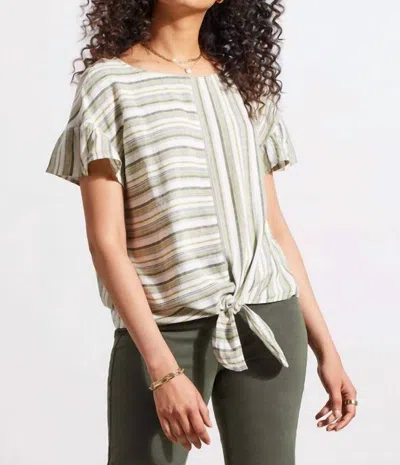 Tribal Tie Front Blouse In Cactus In White