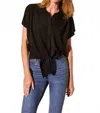 Tribal Tie-front Short-sleeve Shirt In Black In Black