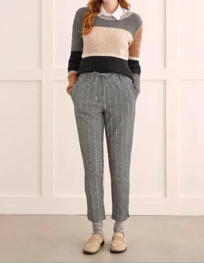 Tribal Tie Waist Soft Ponte Pants In Charcoal In Pink
