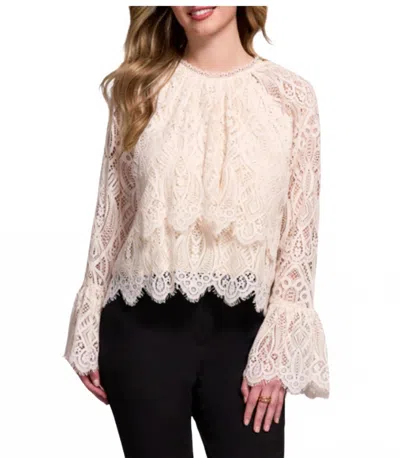 Tribal Tiered Blouse With Lined Body In Moonstone In Pink