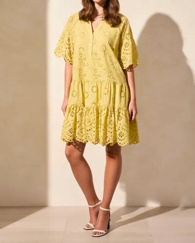 Tribal Tootie Mixed Eyelet Dress In Starfruit In Yellow