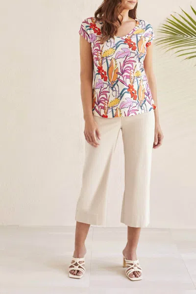 Tribal Trendy V-neck Top In French Oak In Multi