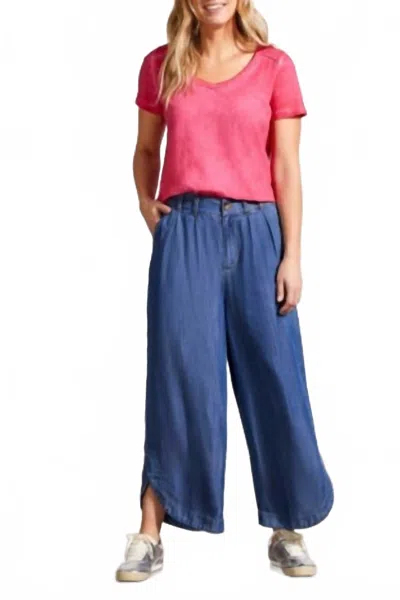 Tribal Tulip Hem Wide-leg Pants In Dark Chambray In Blue