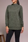 Tribal Tunic Mock Neck Top In Green In Green