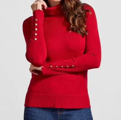 Tribal Turtle Neck Sweater In Earth Red