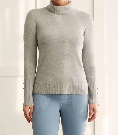 Tribal Turtle Neck Sweater In Light Grey Mix