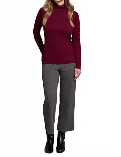 Tribal Turtleneck Sweater In Wine In Burgundy