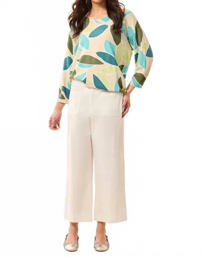 Tribal Twill Wide Leg Ankle Pant In White