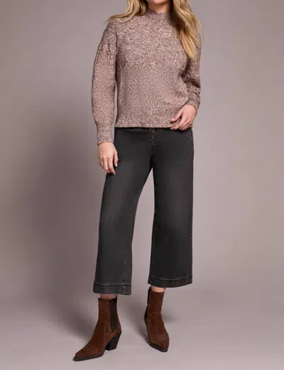 Tribal Two-tone Long Sleeve Mock Neck Sweater In Wood In Brown
