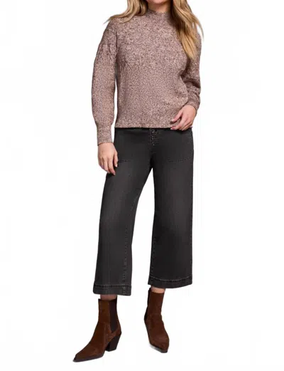 Tribal Two Tone Mock Neck Sweater In Wood In Brown