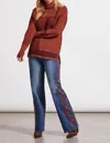 Tribal Two-tone Ottoman Turtleneck Tunic Sweater In Marsala