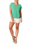 Tribal V-neck Extended Sweater Top In Dark Aqualand In Green