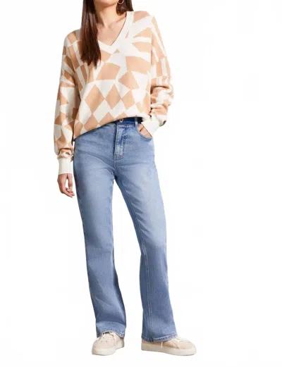 Tribal V-neck Jacquard Sweater In Beige In Neutral