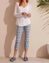 Tribal V-neck Mesh Sleeve Jumper In White In White