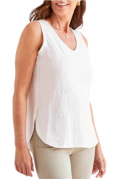 Tribal V Neck Tank Top In White