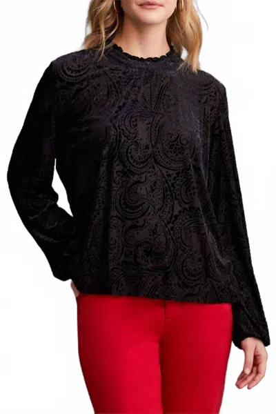 Tribal French Terry Top With Side Ruching In Night Sky In Blue