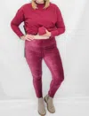 Tribal Velvet Flatten It Leggings In Ruby Wine