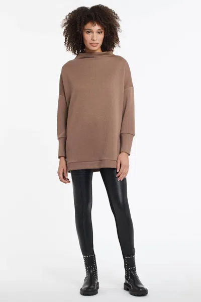 Tribal Verona Vegan Leather Combination Leggings In Black In Brown