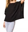 Tribal Vintage Wash Cotton Gauze Kaftan Blouse With Fancy Trim In Black In Black