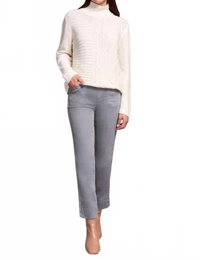 Tribal Vintage Washed Cable Knit Mock Neck Sweater In Cream In White