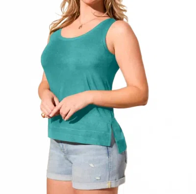 Tribal Washed Scoop Neck Tank In Aqualand In Green