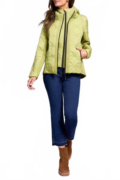 Tribal Water Repellent Textured Jacket With Removable Hood In Wasabi In Green