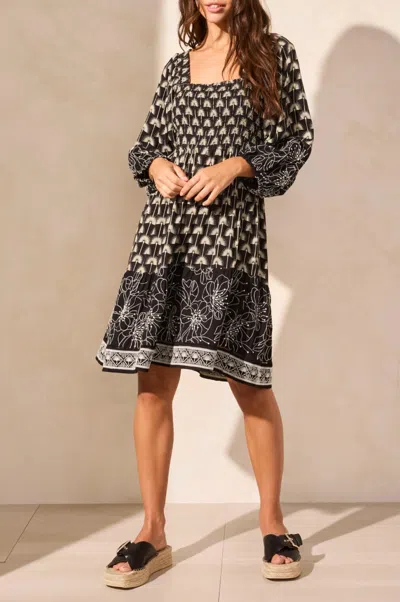 Tribal Wear-two-ways Embroidered Square-neck Dress In Black