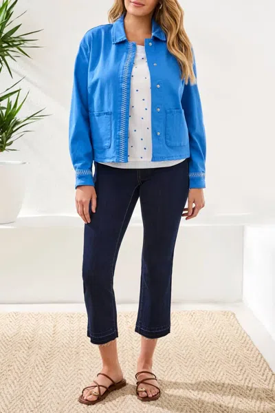 Tribal Whipstitch Snap Front Jacket In Royal In Blue