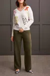 Tribal Wide Leg Jogger Cargo With Drawstring In Olive In Green