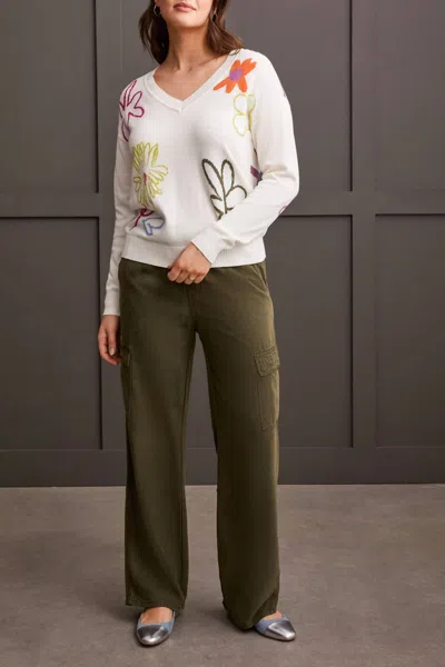 Tribal Wide Leg Cargo Jogger Pants In Olive