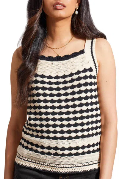 Tribal Wide Strap Crochet Sweater In Ecru In Neutral