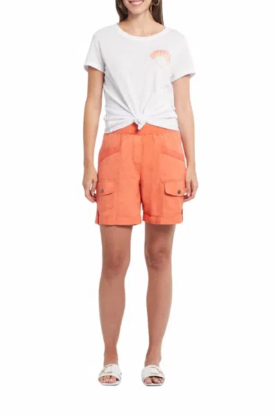 Tribal Willa Pull On Cuffed Shorts In Guava In Orange