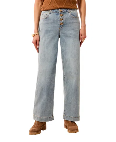 Tribal Women's Audrey Wide-leg Light-wash Mid-rise Jeans In Blue