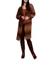 Tribal Women's Boucle Space Dye Puff Sleeve Long Cardigan Sweater In Brown
