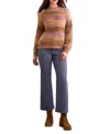 Tribal Women's Boucle Yarn Mock Neck Puff Sleeve Sweater In Multi