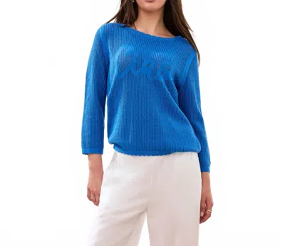 Tribal Women's Ciao Woven Sweater In Royal In Blue