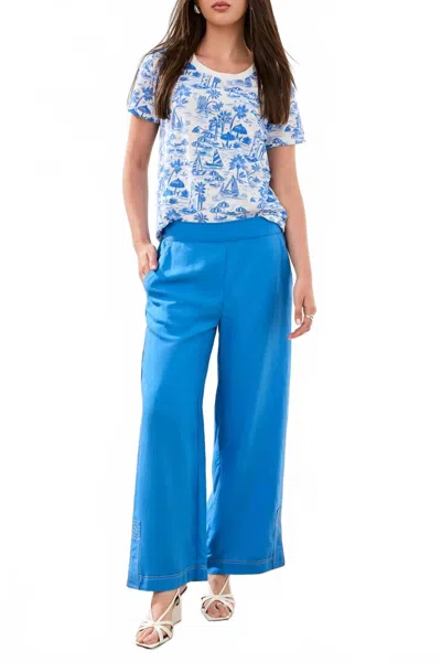 Tribal Women's Contrast Stitch Ankle Pant In Royal In Blue
