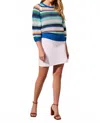Tribal Openwork Cotton Three-quarter Sleeve Sweater In Riviera In Multi