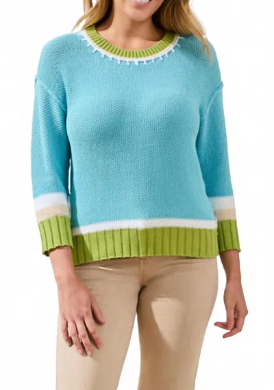 Tribal Women's Crew Neck Sweater In Aqua In Blue