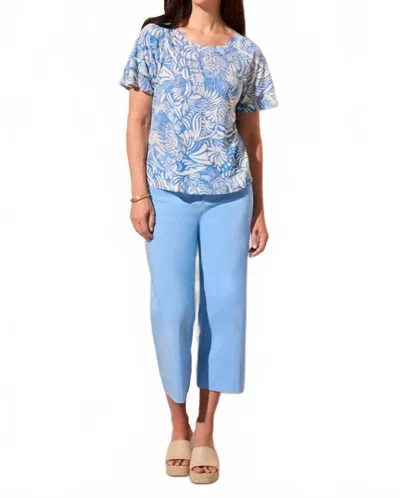Tribal Women's Crew Neck Top In Riviera In Blue