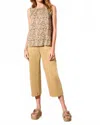 Tribal Micro Print Sleeveless Blouse In Soft Tan In Neutral