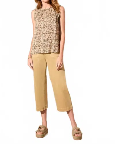 Tribal Micro Print Sleeveless Blouse In Soft Tan In Neutral