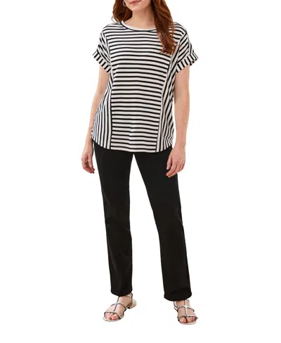 Tribal Women's Cuffed Sleeve French Terry Top In Black
