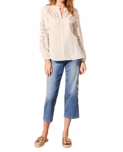 Tribal Women's Embroidered Voile Blouse In White