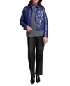 Tribal Women's Faux Leather Button-front Collar-accent Jacket In Blue