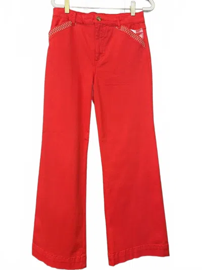 Tribal Women's Fly Front Ankle Pants In Red