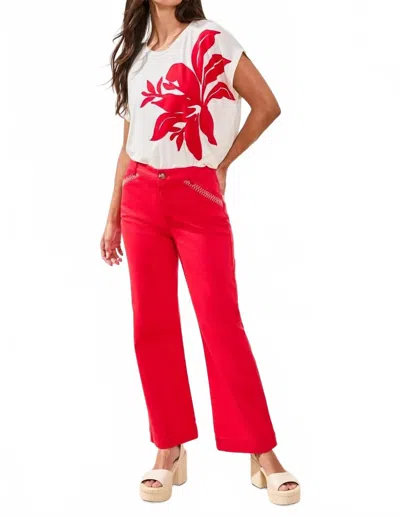 Tribal Women's Fly Frt Ankle Pant In Sangria In Red
