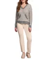 Tribal Women's Fringe Long Sleeve Hooded Sweater In Gray